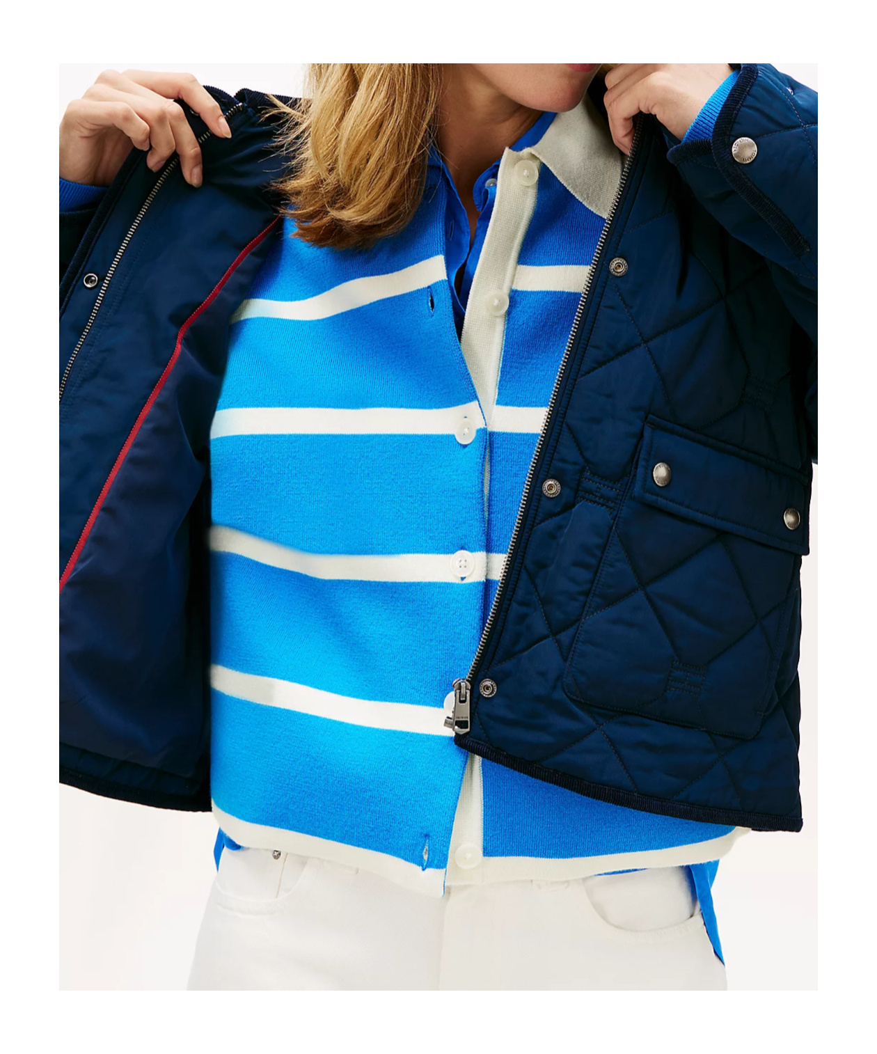 Tommy Hilfiger Padded Flag Quilted Water Repellent Jacket In Blue