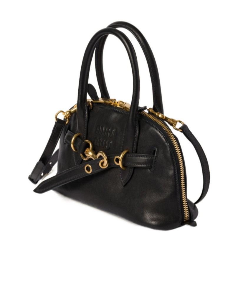 Miu Miu Aventure Nappa Leather Top-handle Bag In Black