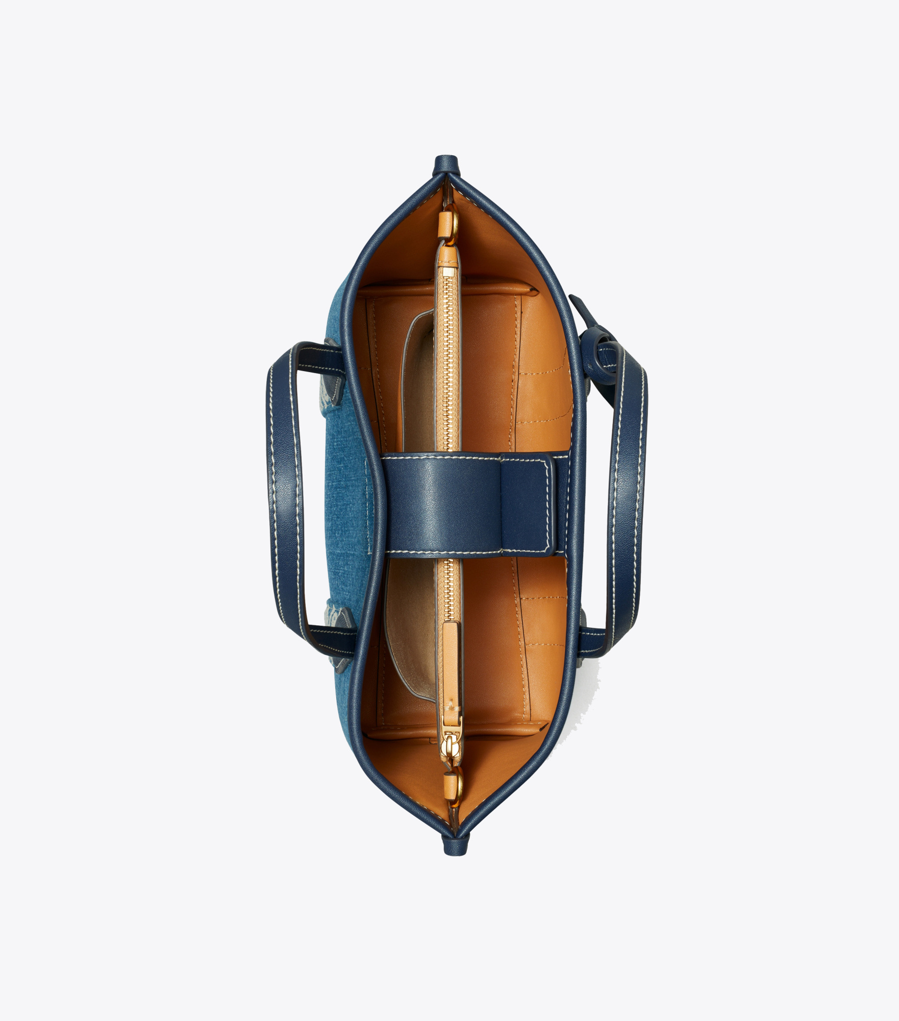 TORY BURCH LOGO-TAPE DENIM TOTE BAG