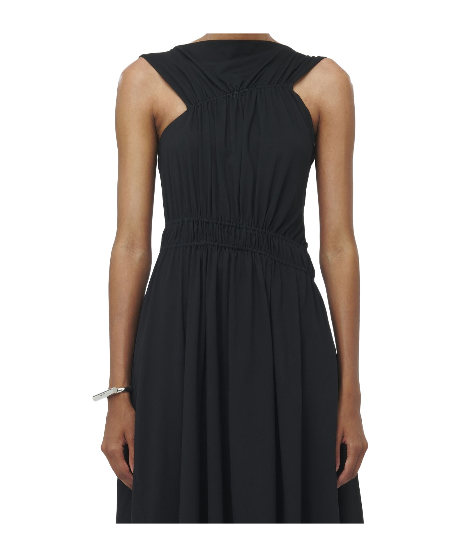 Alexander Mcqueen Gathered Asymmetric Cotton Jersey Midi Dress In Black