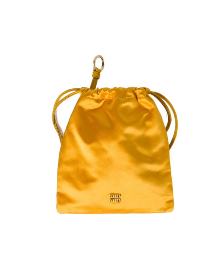Miu Miu Duchesse Satin Pouch In Yellow