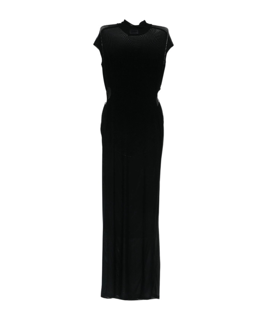 Jean Paul Gaultier Mesh-panelled Maxi Dress In Black
