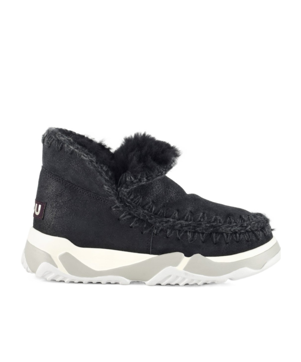 Mou Eskimo Hand-crochet Stitch Trainers In Black