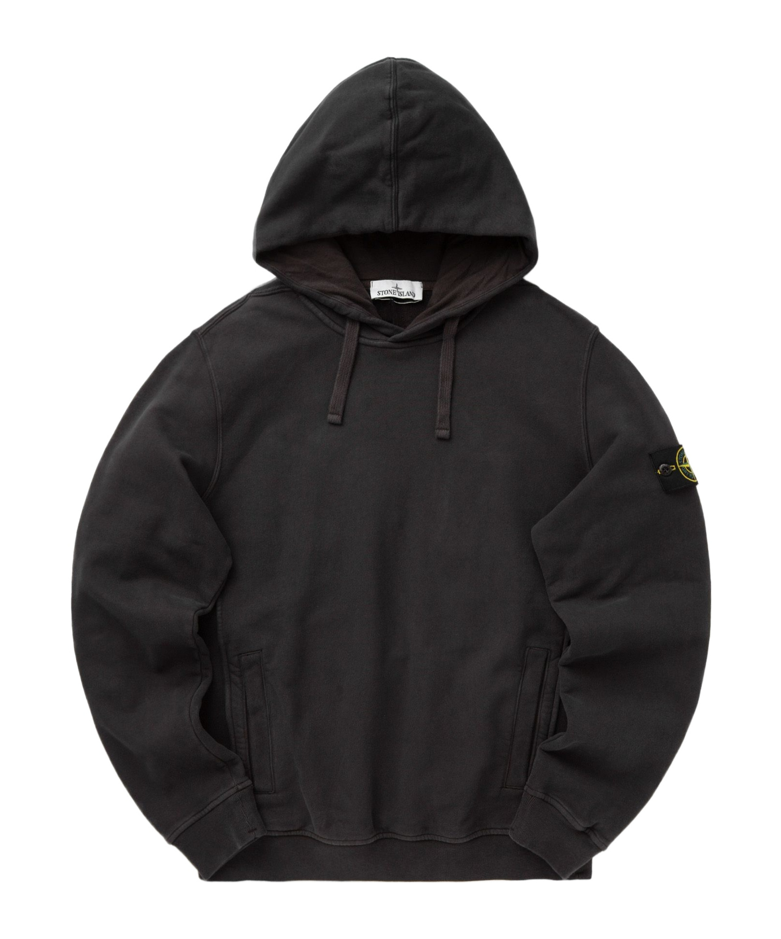 Stone Island Long-sleeved Compass Patch Hoodie In Gray