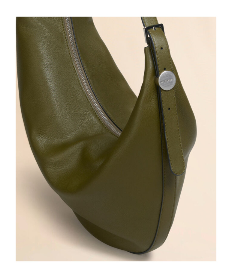 Marni Deep Green Leather Dot Small Hobo Bag