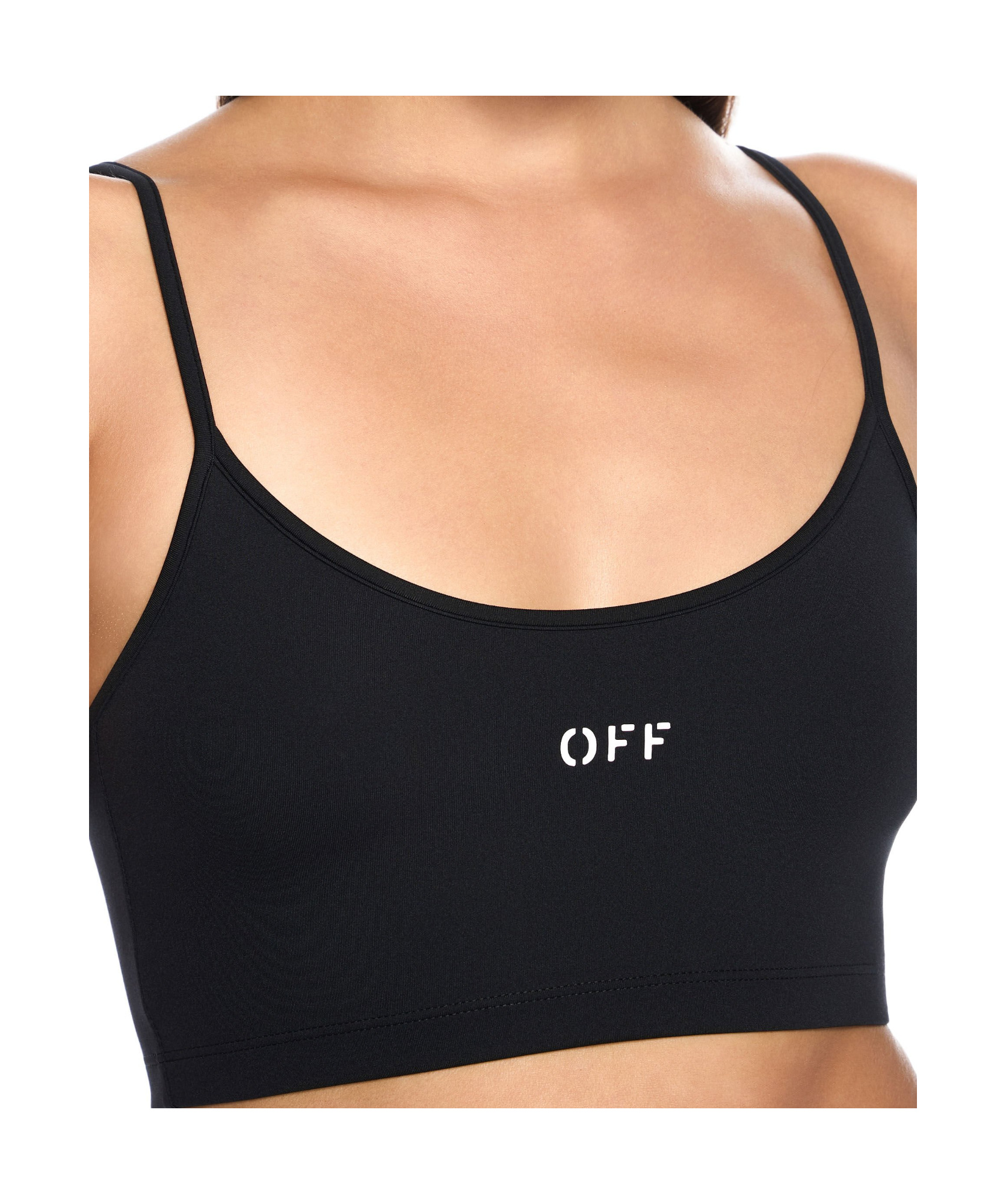 Off-white Stylish Cropped Spaghetti Strap Top In Black