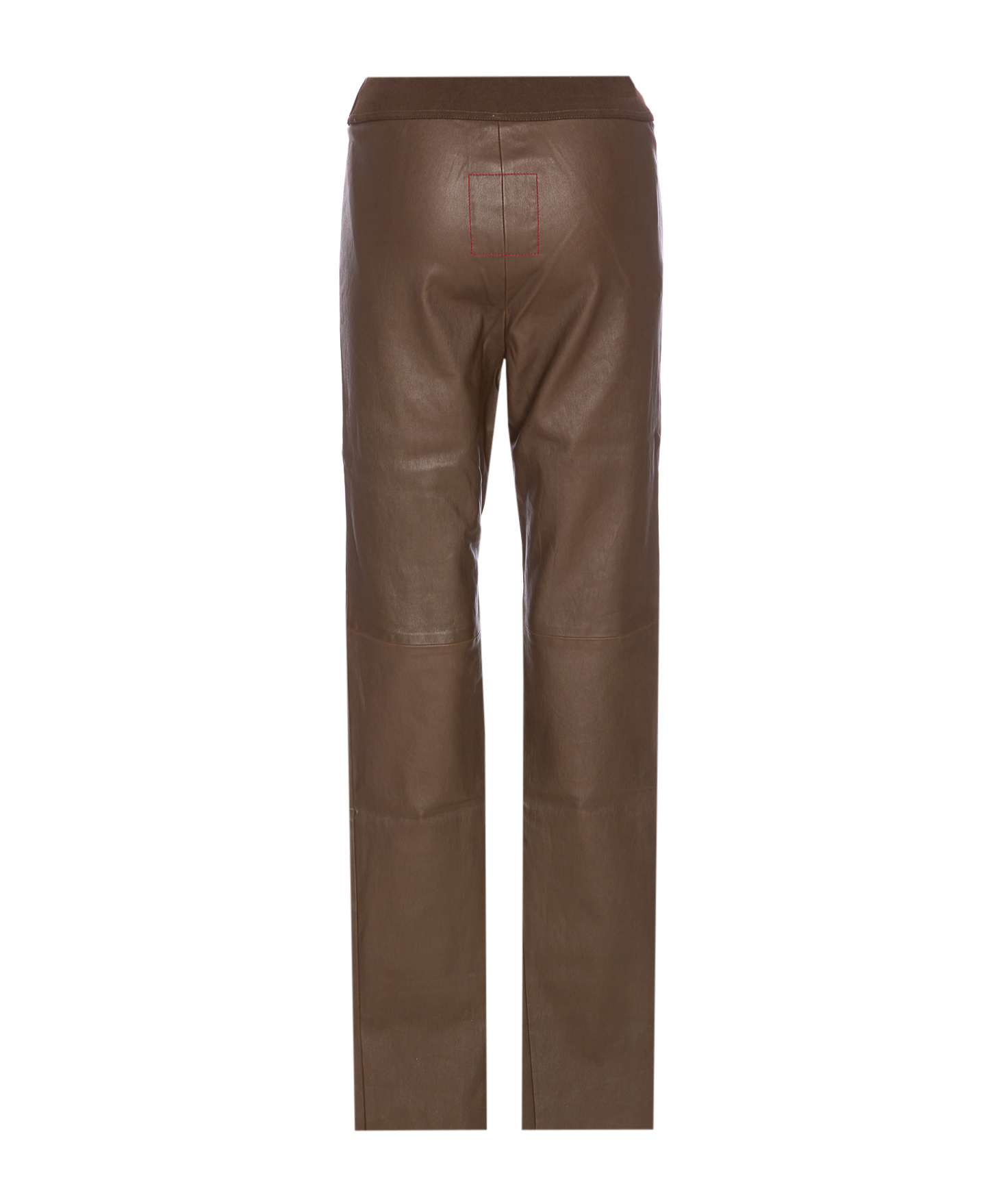 Uma Wang Stretch Leather Trousers Elastic Waist In Brown