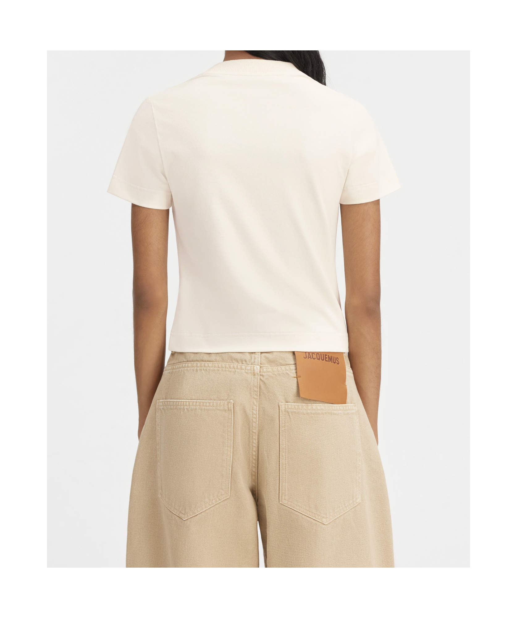 Jacquemus Gros Grain Crew Neck Cotton Blend Top In White