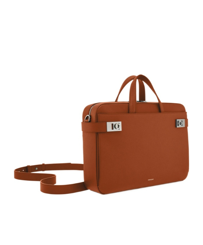 Ferragamo Briefcase With Gancini Buckles (m) In Brown