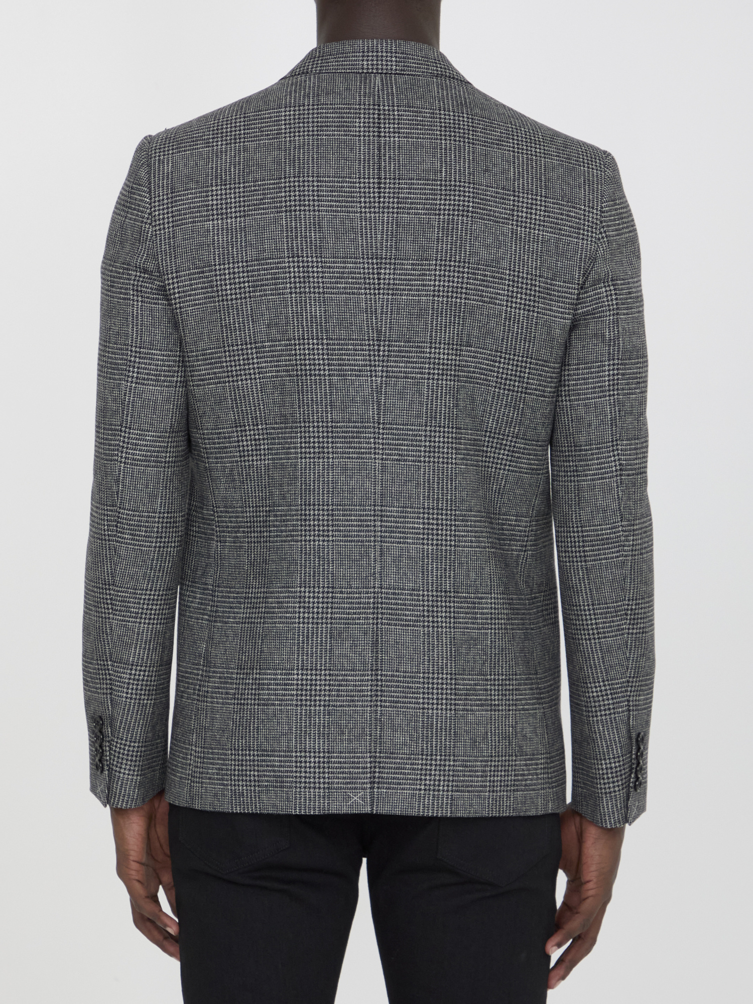 Celine Prince Of Wales Checked Wool Blazer In Black