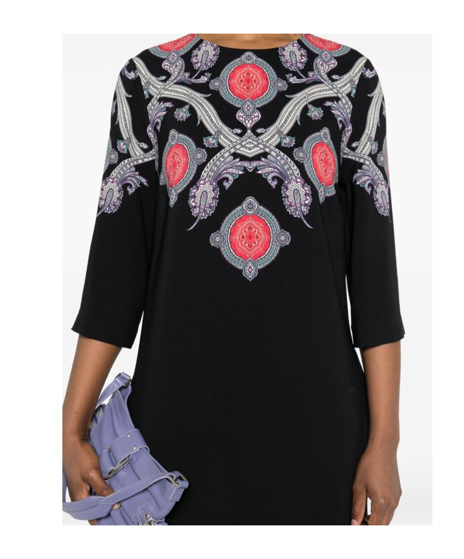 Shop Etro Print Dress In Black