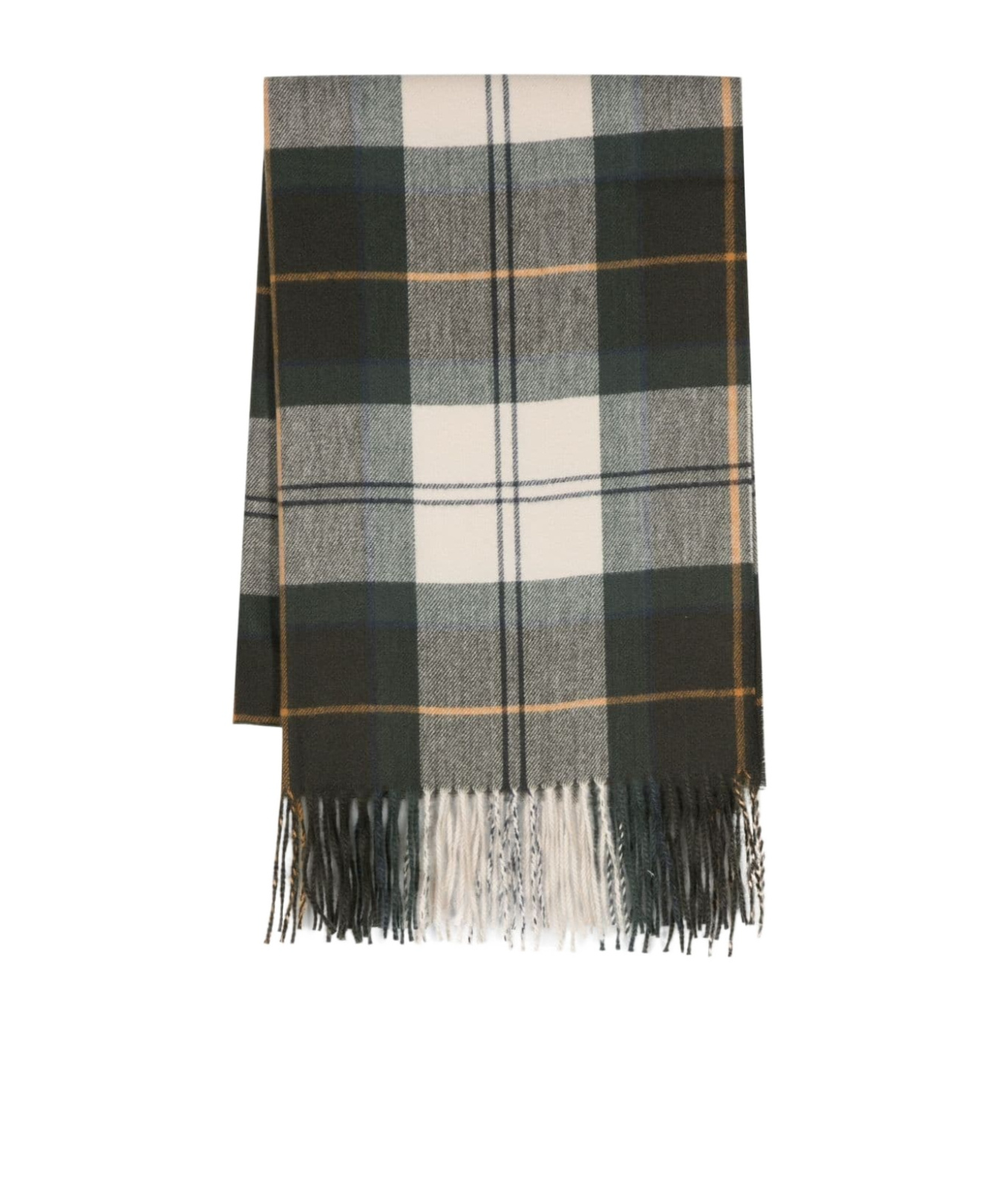 Barbour Check-pattern Fringed Scarf In Gray