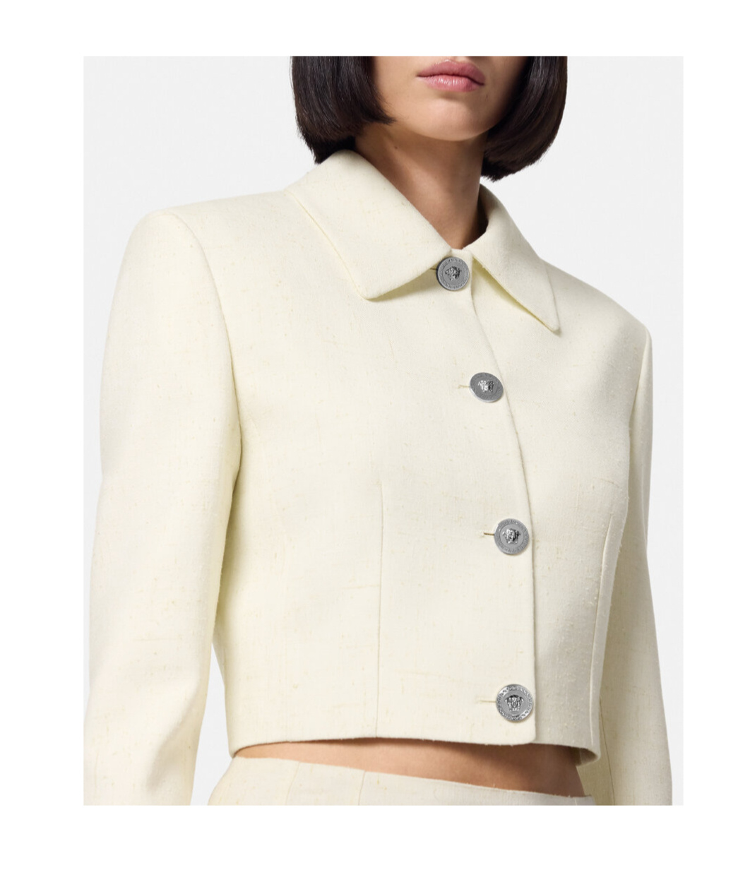 Versace Medusa Head Cropped Jacket In White