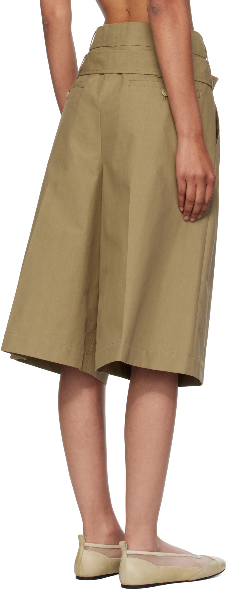 Simone Rocha Beige Wide Leg Multi Belt Loop Shorts In Brown