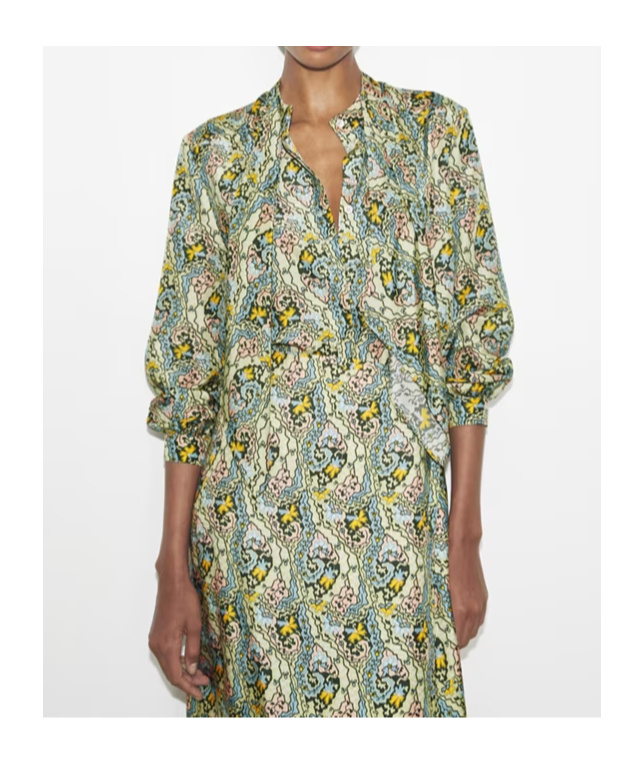 Tory Burch Paisley-print Bow Blouse In Green