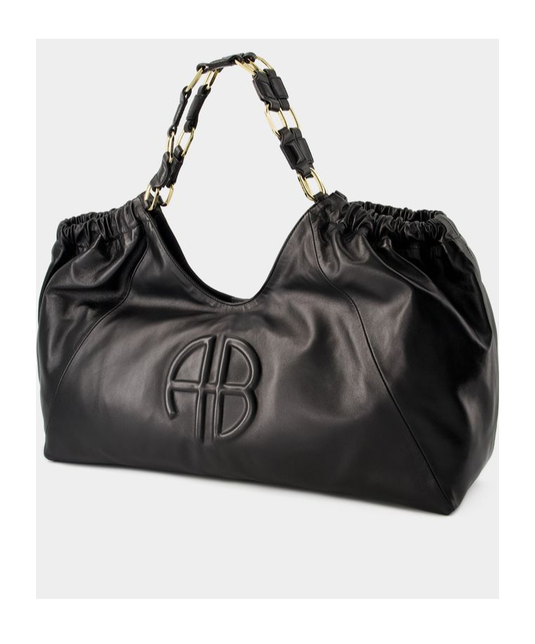 Shop Anine Bing Kate Logo Embossed Tote Bag In Black