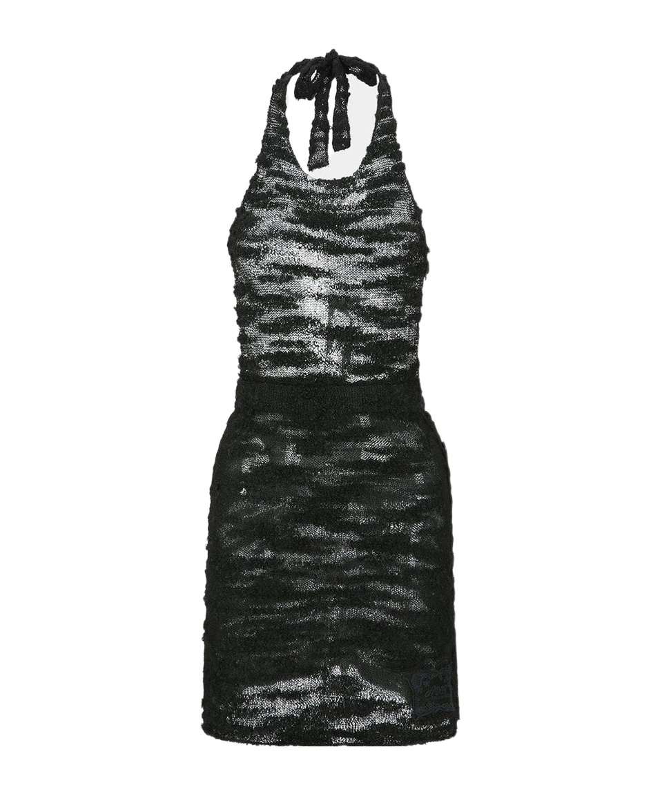 Andersson Bell Cloud Halter Knit Minidress In Black