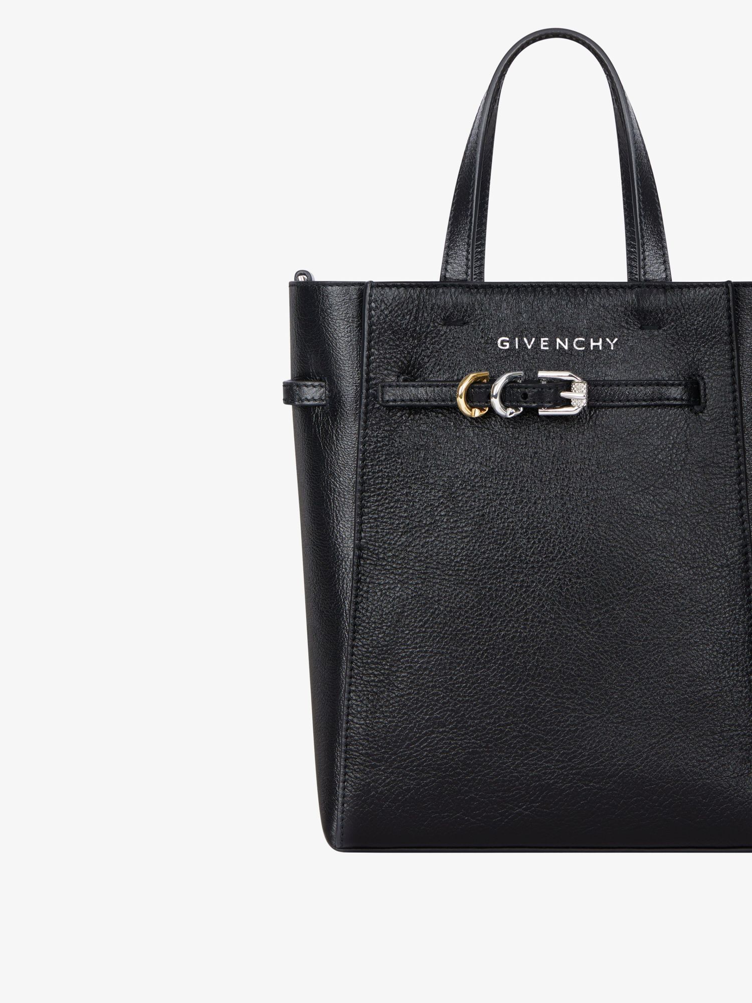 Givenchy Mini Voyou Grained Leather Tote Bag In Black