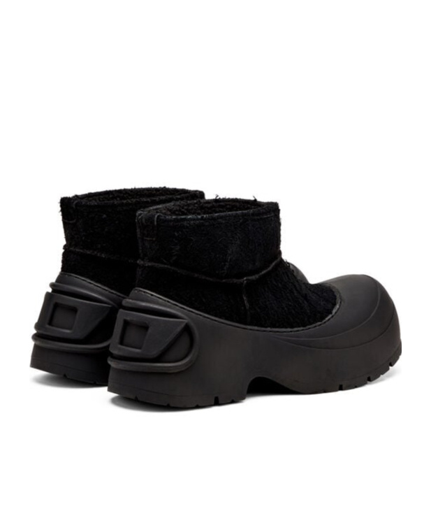 Diesel D-donald-chunky Ankle Boot With Lug Sole In Black