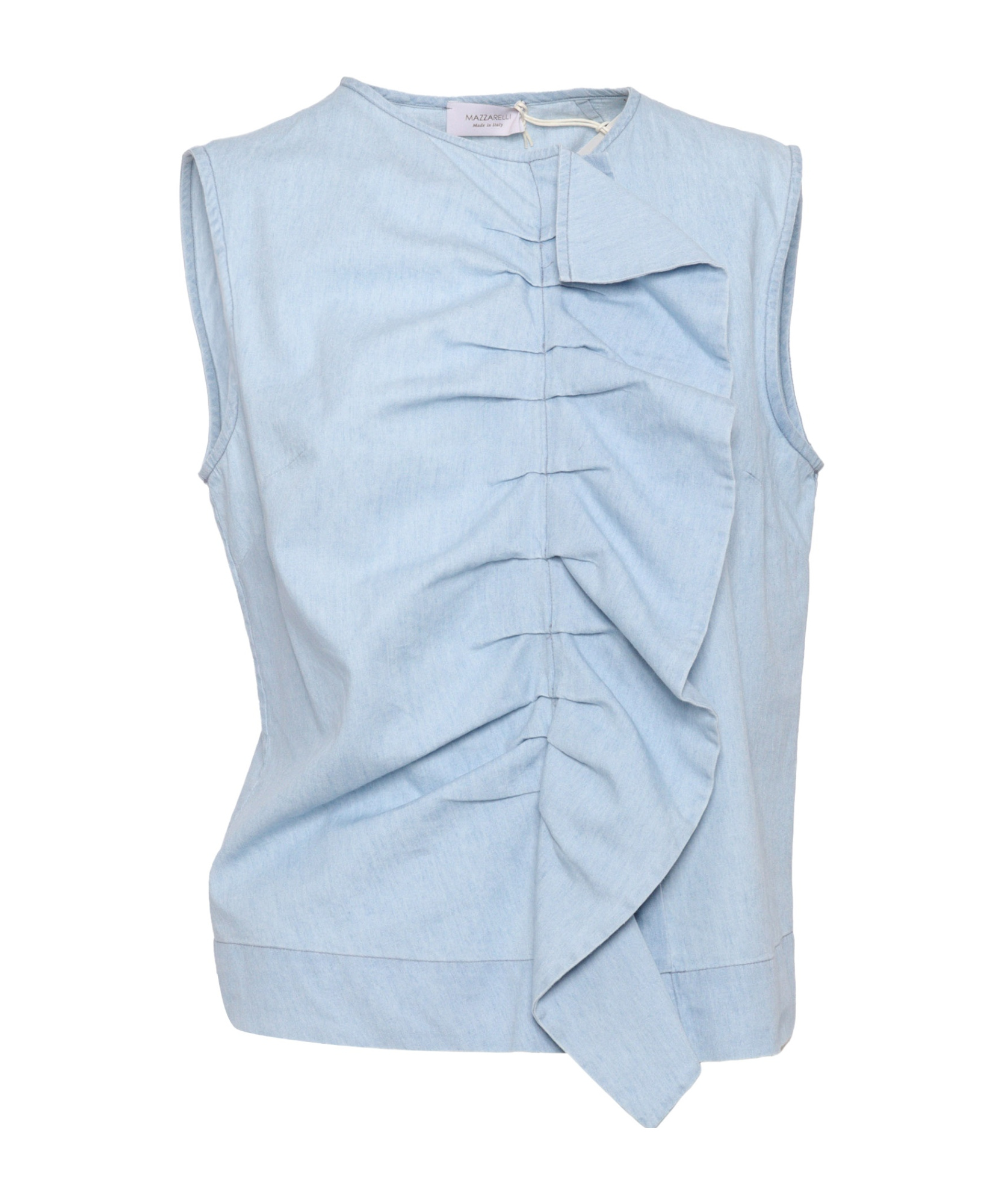 Mazzarelli Barbara Denim Blouse With Ruffles
