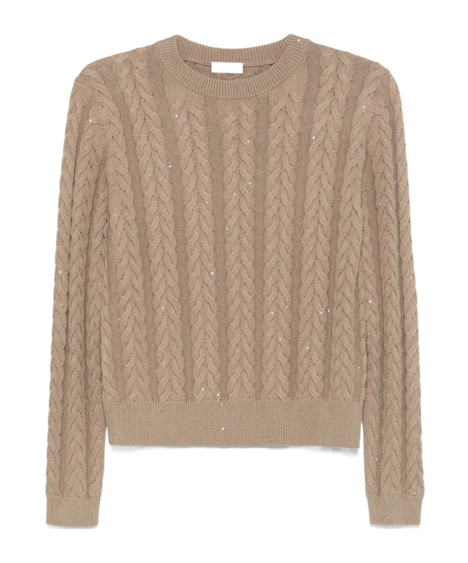 Shop Brunello Cucinelli Cable-knit Sweater In Nude