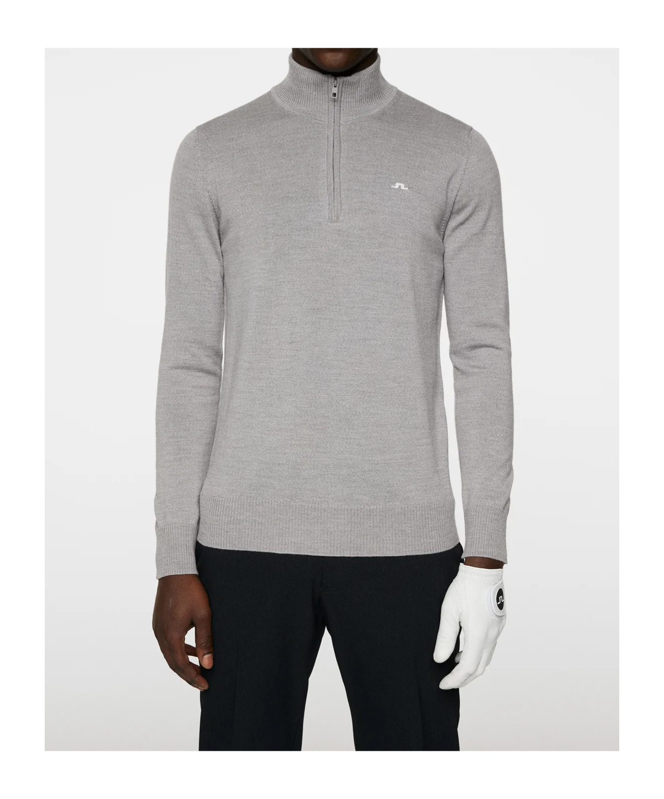 J. Lindeberg Long Sleeve Logo Knit Sweater In Gray