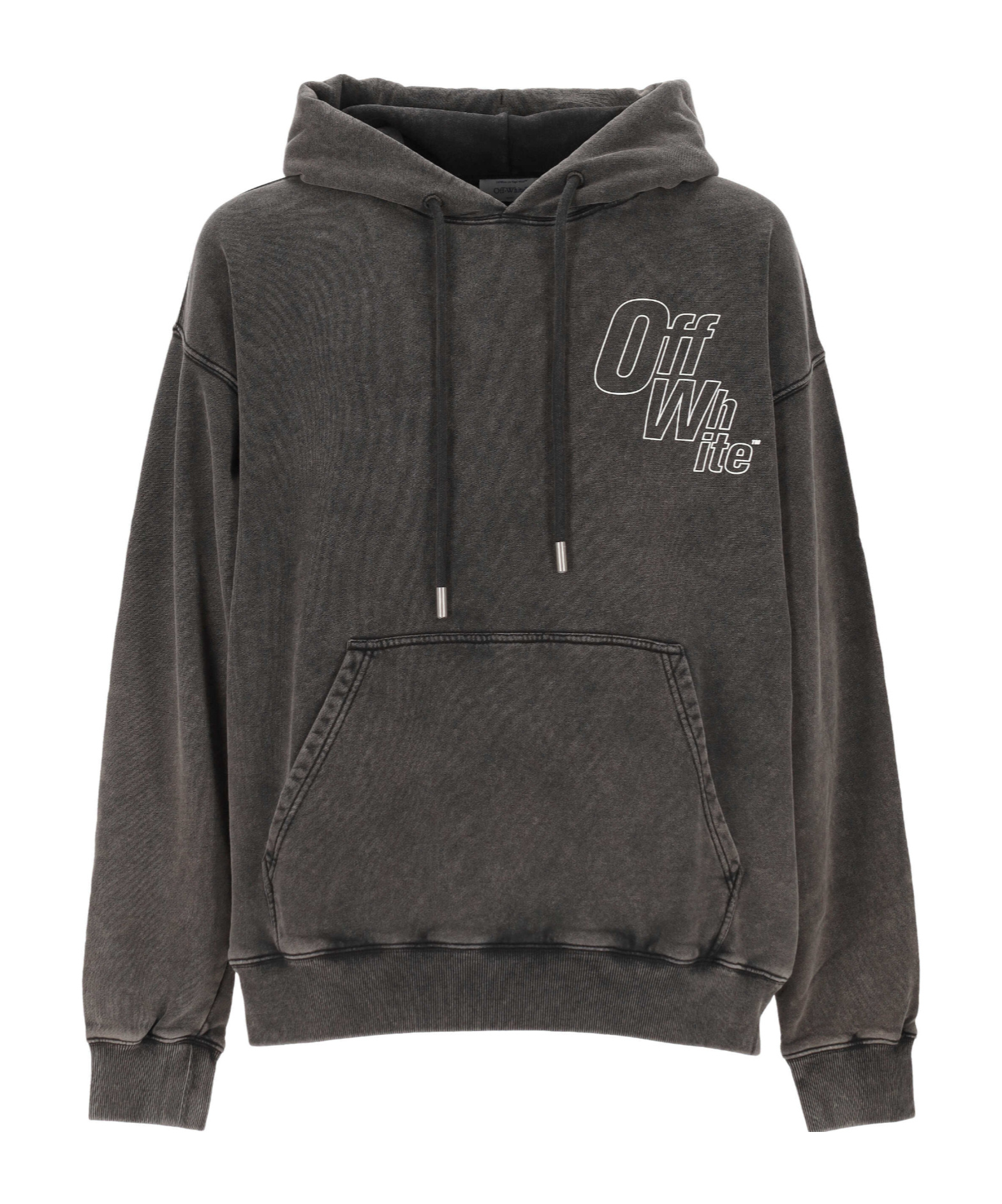 Off-white Logo Printed Drawstring Hoodie In Black
