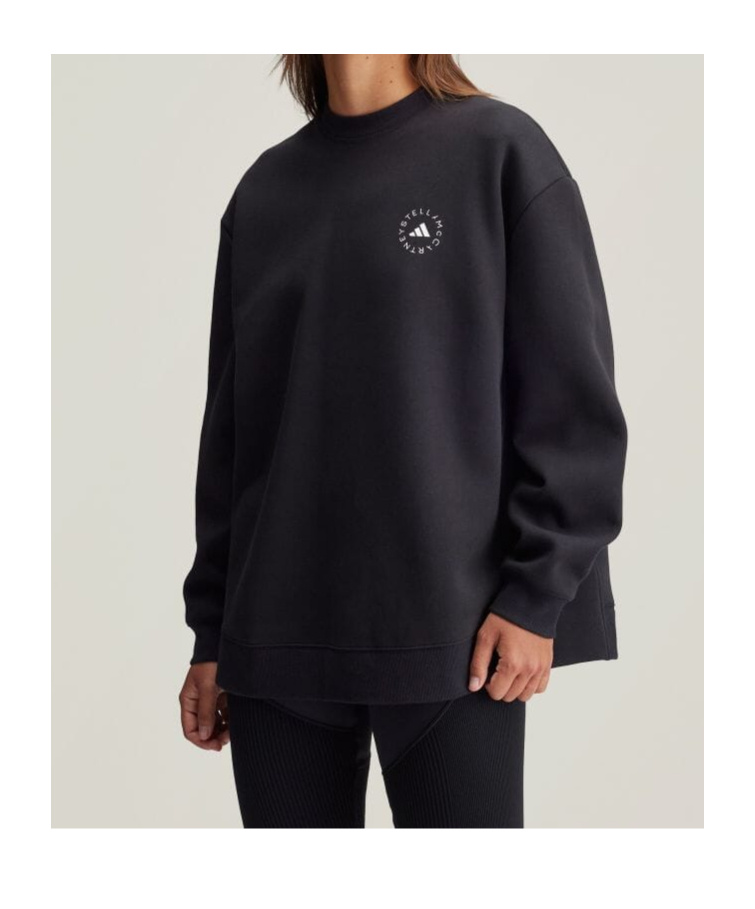 Adidas By Stella Mccartney Logo-print Organic-cotton Sweatshirt In Black