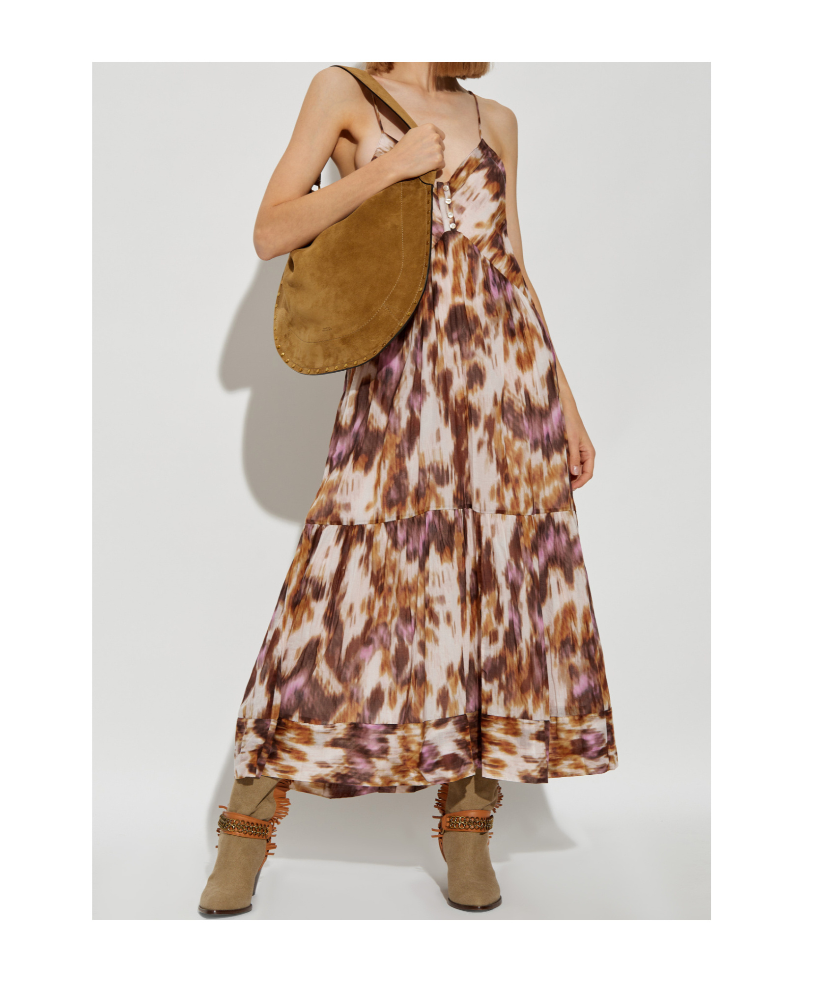 Isabel Marant Étoile Sabba Sleeveless Printed Midi Dress In Nude