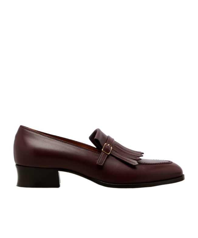 Loro Piana Pennan Fringed Leather Loafers In Burgundy