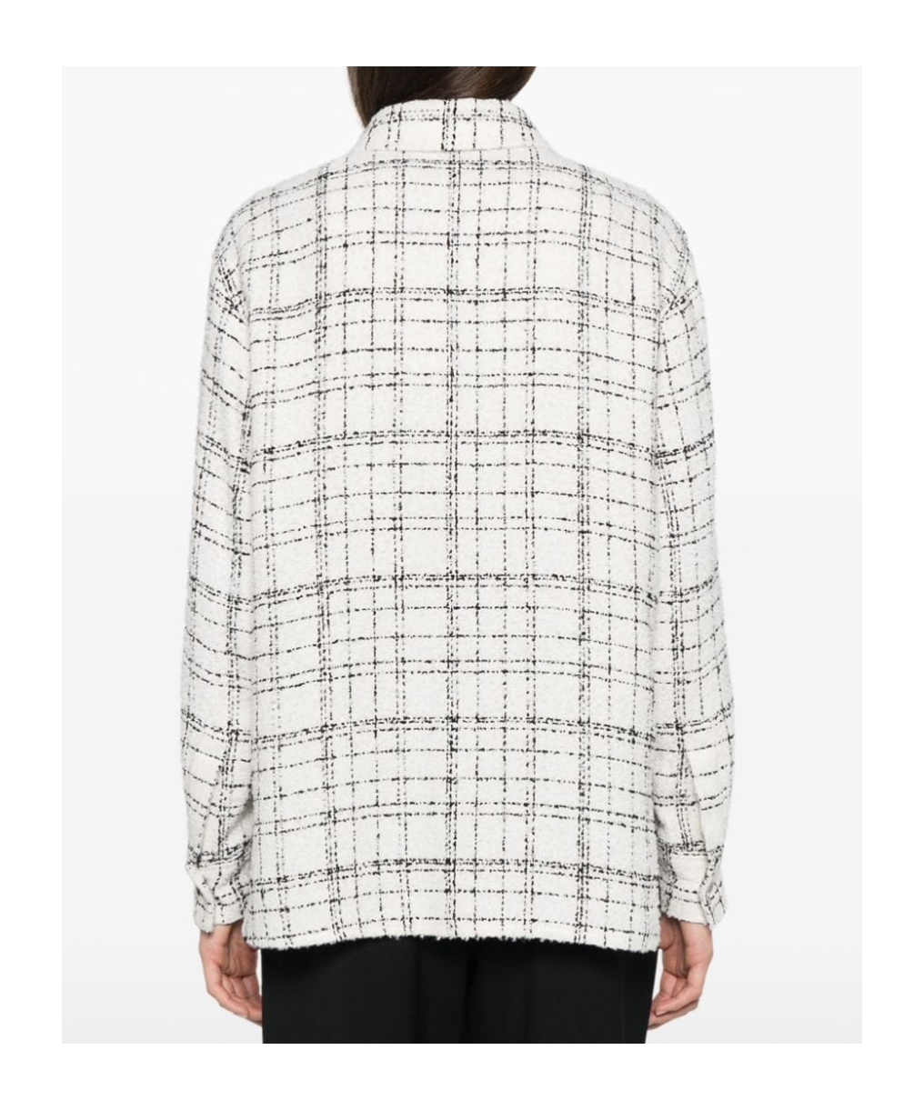 Iro Tweed Checkered Top High-low Hem In White