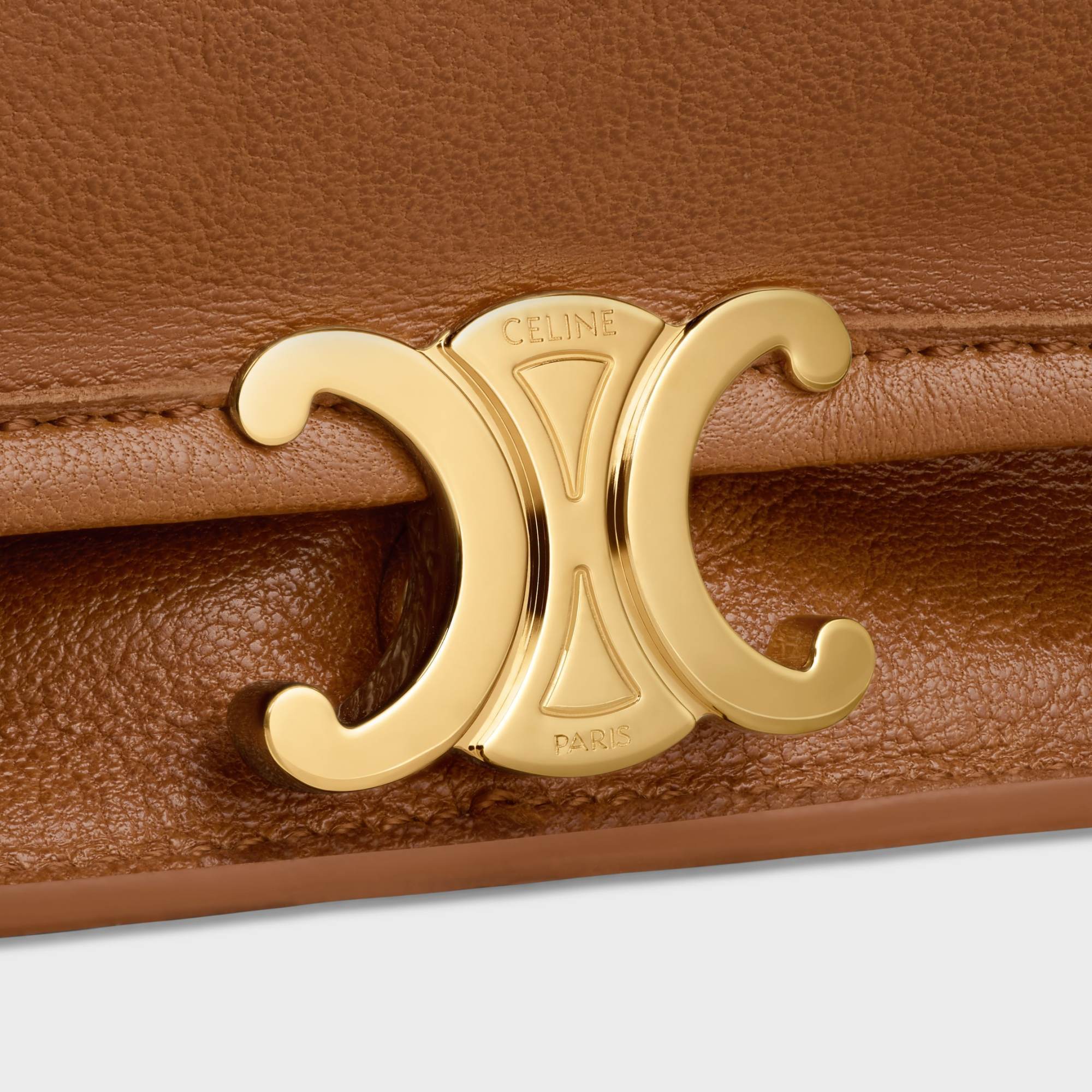 Celine Besace Soft Triomphe In Supple Shiny Lambskin In Brown