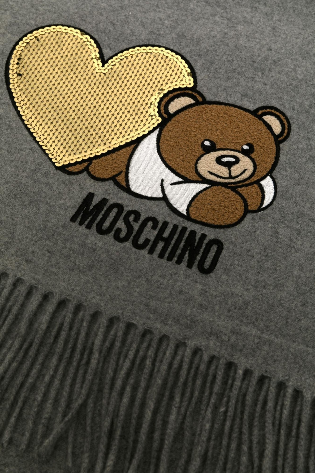 Moschino Fringed Scarf In Gray