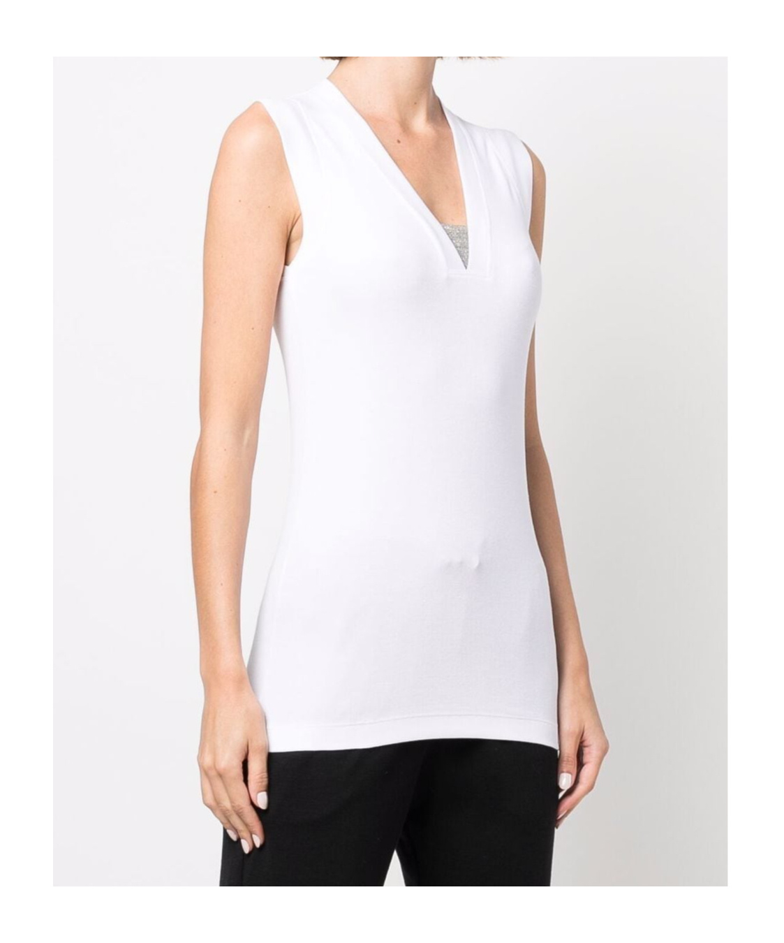 Brunello Cucinelli Stretch-cotton Monili Tank Top In White