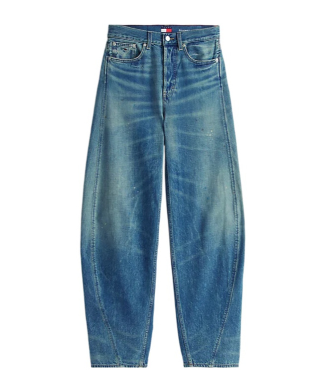 Tommy Hilfiger Mid Rise Wide Barrel Leg Jeans In Blue