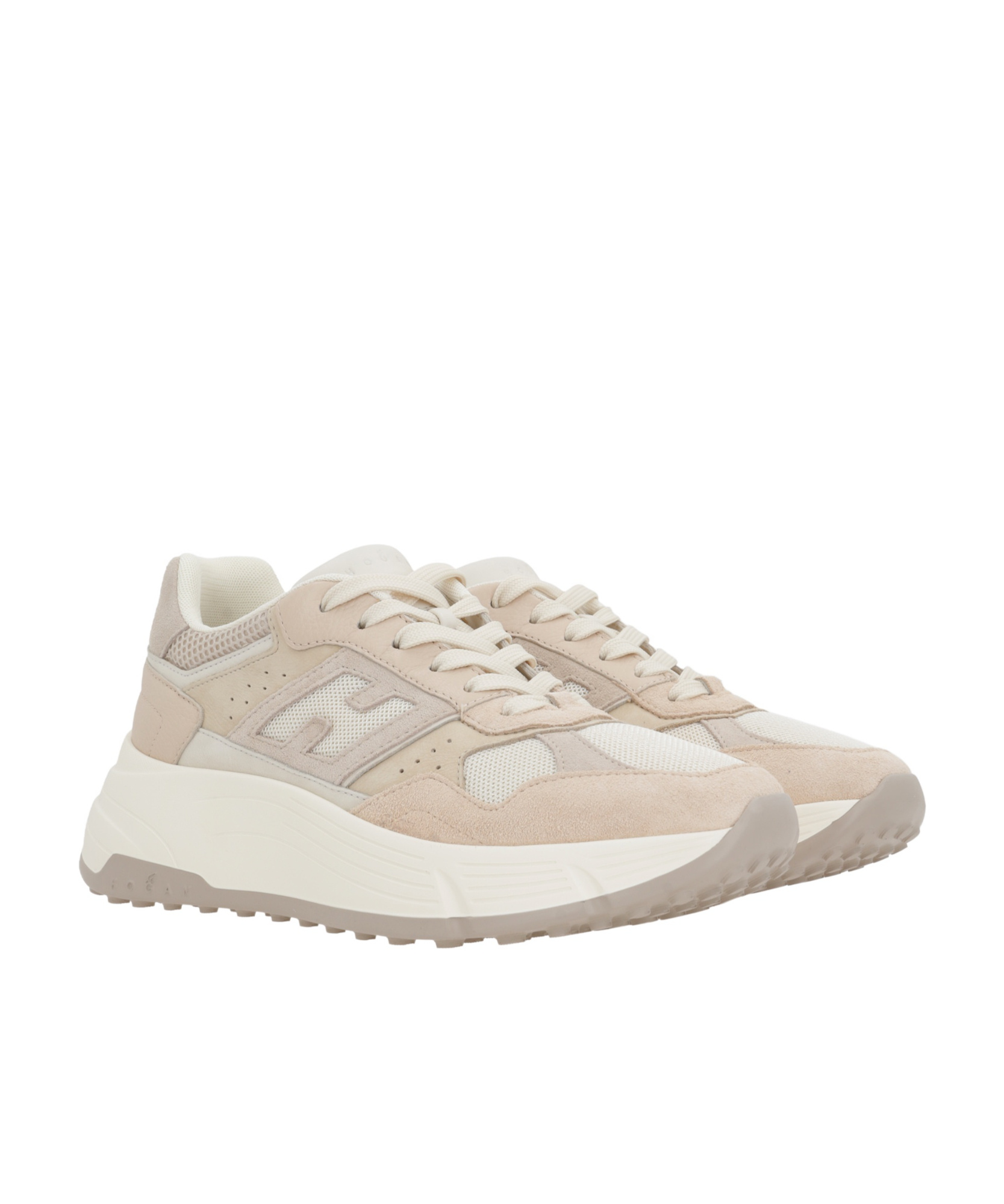 Hogan Lace-up Low-cut Sneakers In Nude