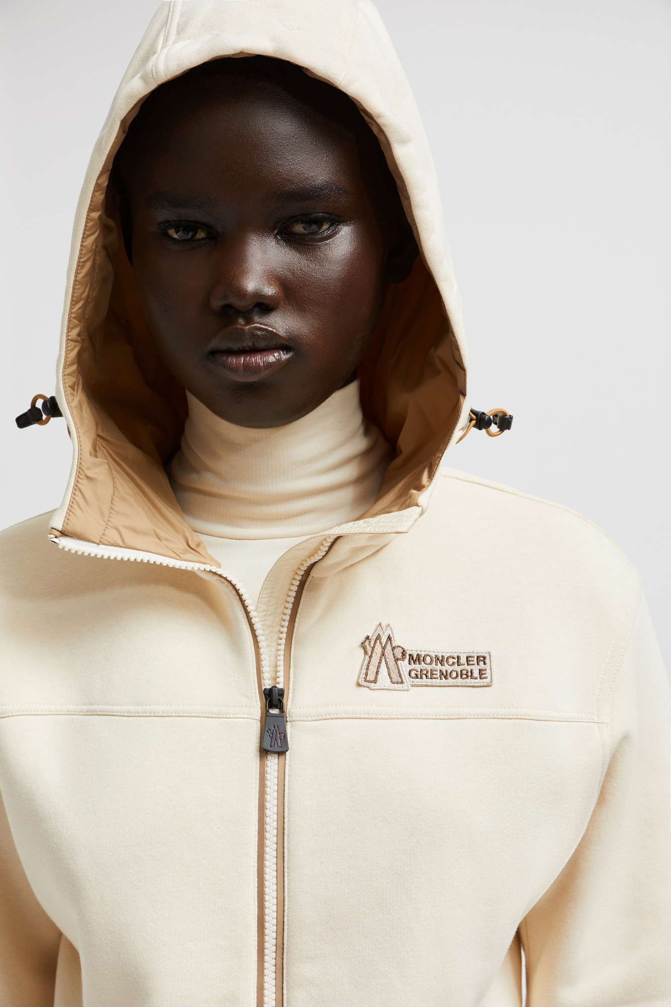 Shop Moncler Zip-up Hoodie In White
