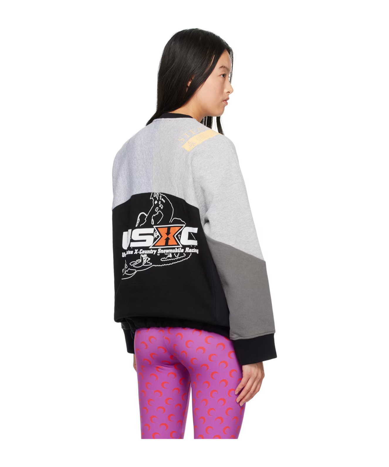 Marine Serre Splicing Design Round-neck Sweater In Black