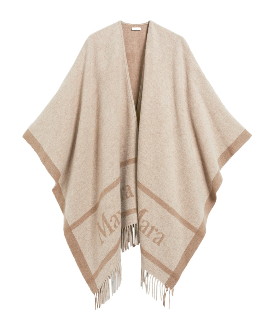 Max Mara Studio Hildestd Fringed Edge Cape In Neutral