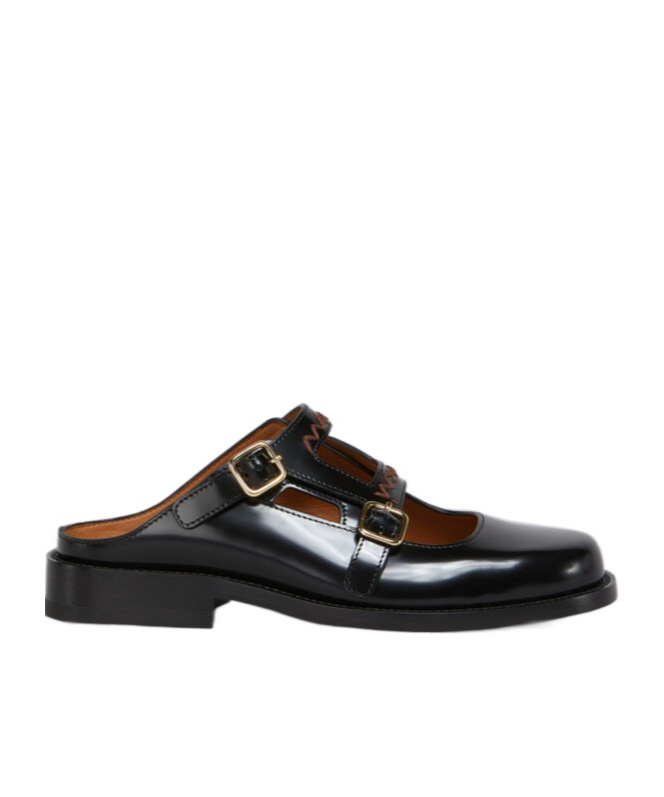 Marni Bambi 3.0 Moccasin Sabot Made Of Brushed Calfskin In Black