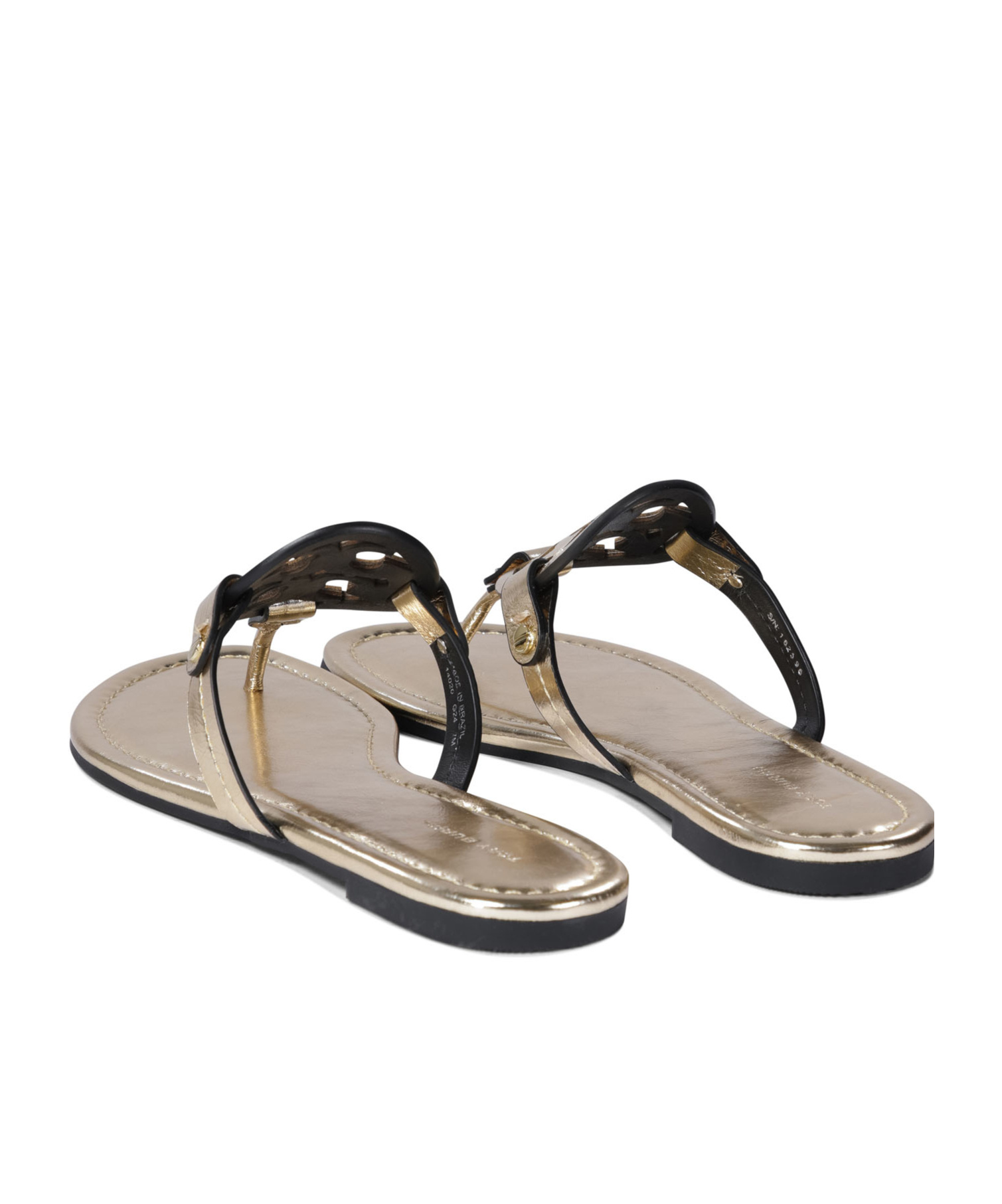 Tory Burch Miller Beige Leather Flip-flops In Black