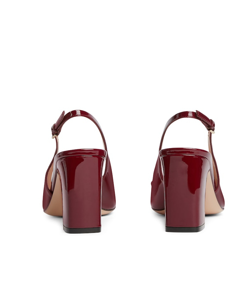 Gucci Bordeaux Slingback Pumps With Horsebit In Patent Leather Woman In Nude