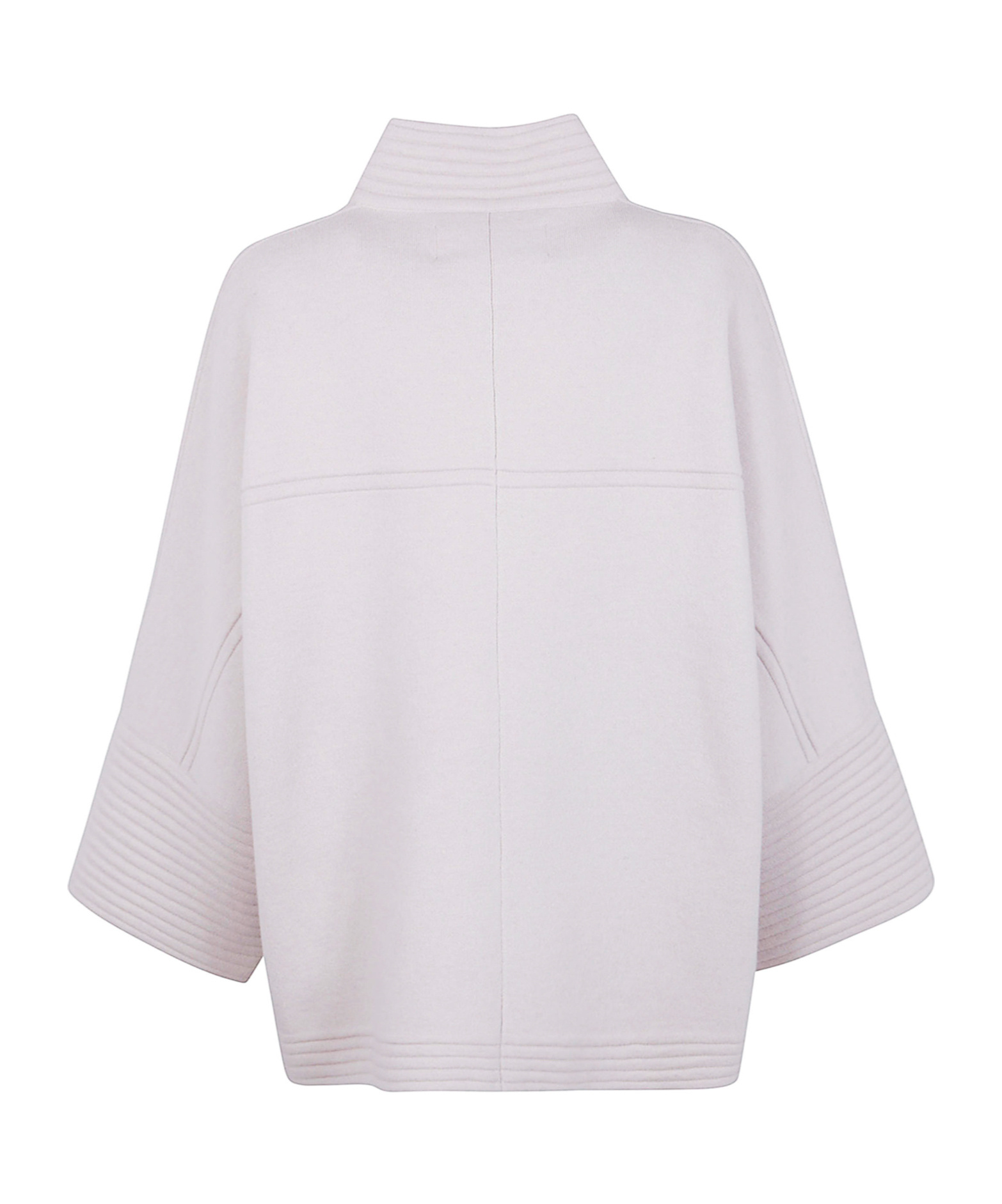 D Exterior Ribbed-panel Zip-front Coat In White
