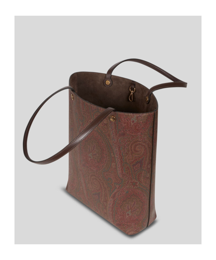 Etro Paisleyprint Opentop Tote Bag In Brown