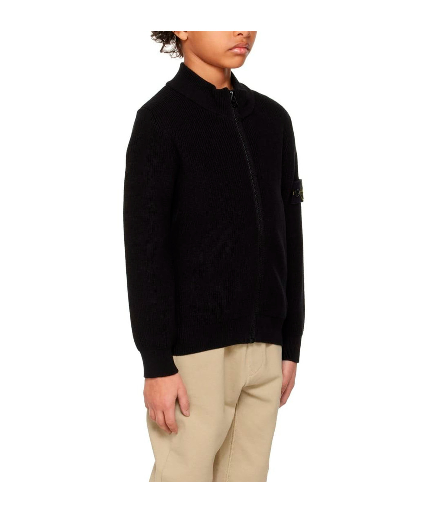 Stone Island Long Sleeved Jacket In Black