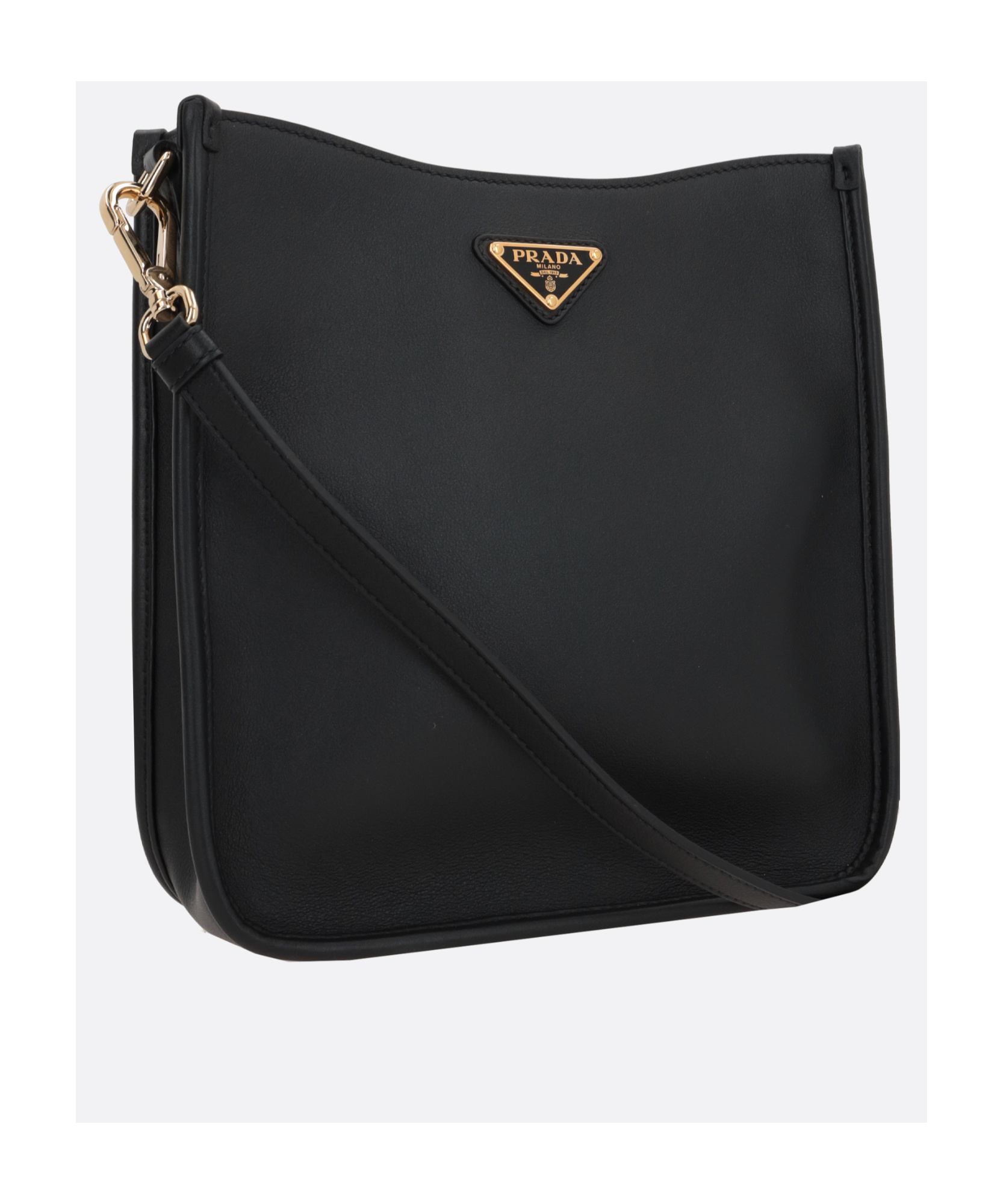 Prada Large Leather Shopping Bag In Black