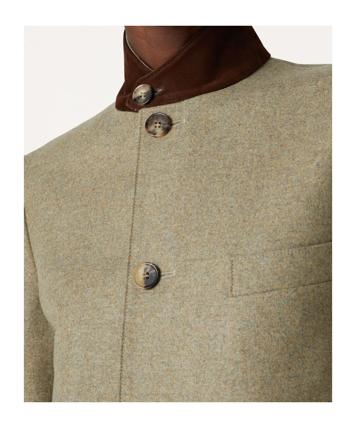 Loro Piana New-cut Wool Cashmere Button Stand-collar Casual Jacket In Beech Mixed Color
