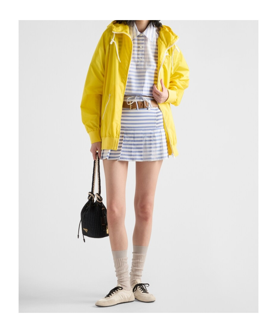 Prada Striped Poplin Mini Skirt In Blue
