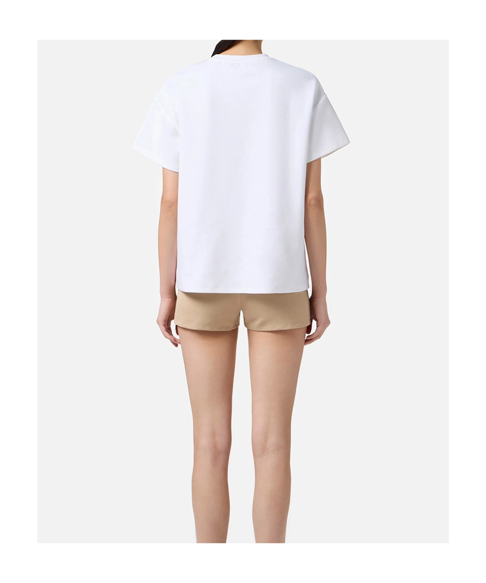 Elisabetta Franchi Crew Neck Relaxed Fit Short Sleeves Top In White