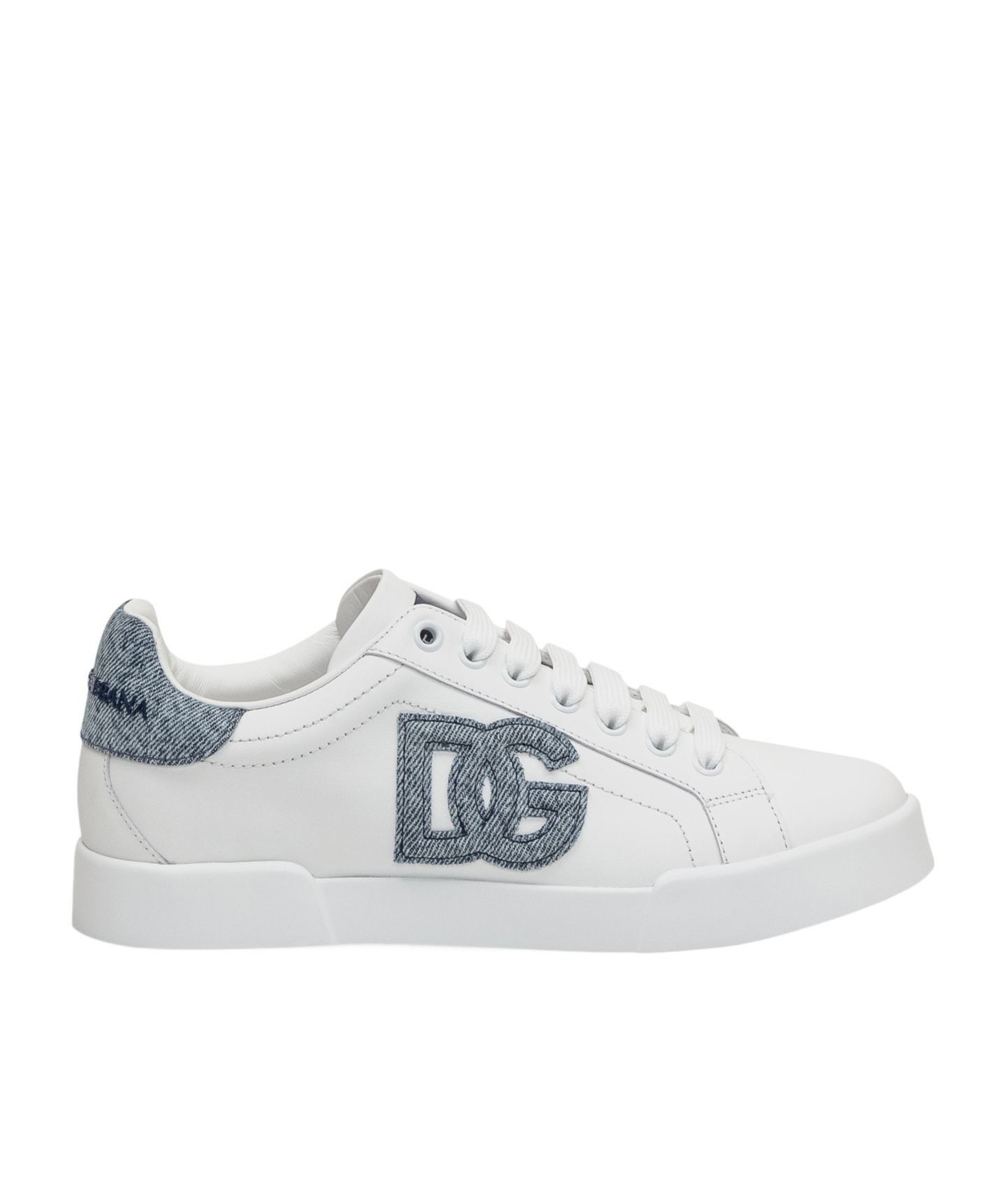 Dolce & Gabbana White Low-top Sneakers With Logo And Blue Tongue In White